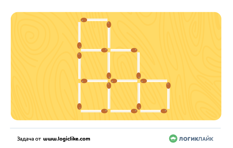 головоломка из спичек 4 квадрата из 6